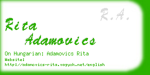 rita adamovics business card